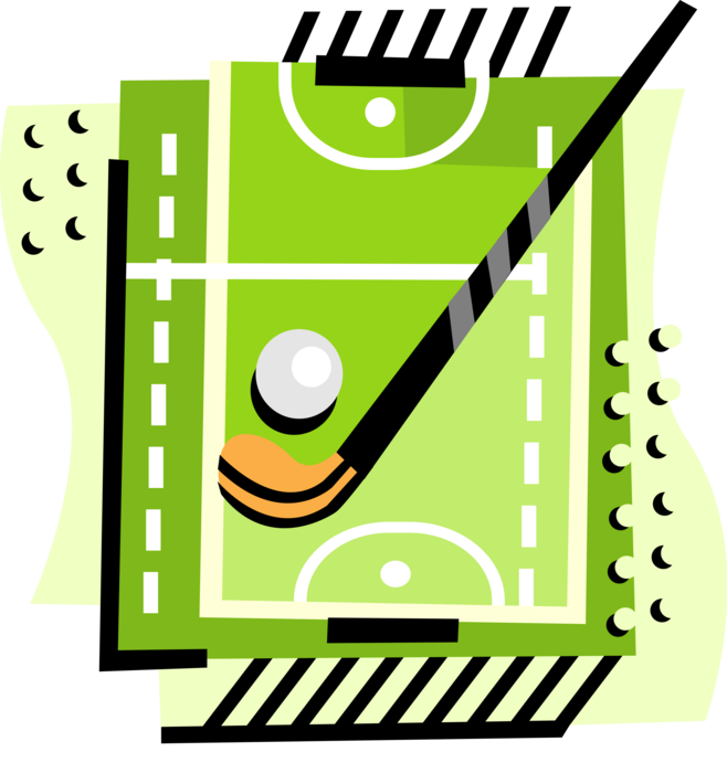 Vector Illustration of Team Sport of Field Hockey Ball and Stick