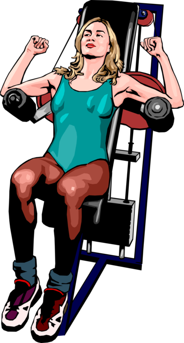 Vector Illustration of Exercise and Physical Fitness Workout Using Weight Machine