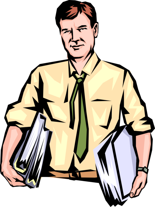 Vector Illustration of Businessman with Armloads of Office Work