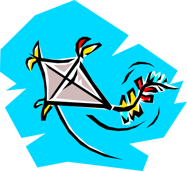 Vector Illustration of Tethered Heavier-than-Air Flying Craft Kite