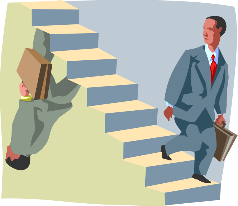 Vector Illustration of Business Ups and Downs Salesmen Experience Success and Failure