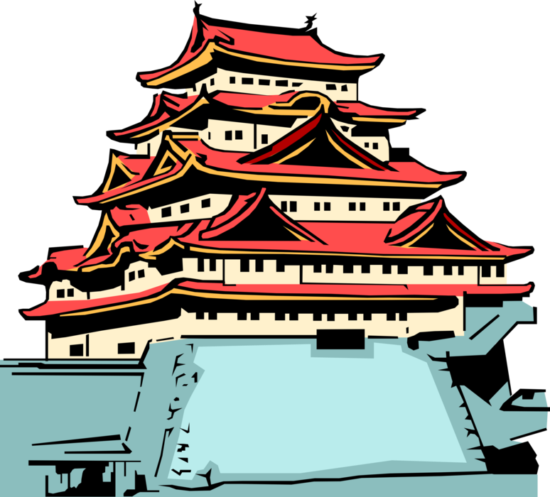 Vector Illustration of Buddhist Temple, Japan