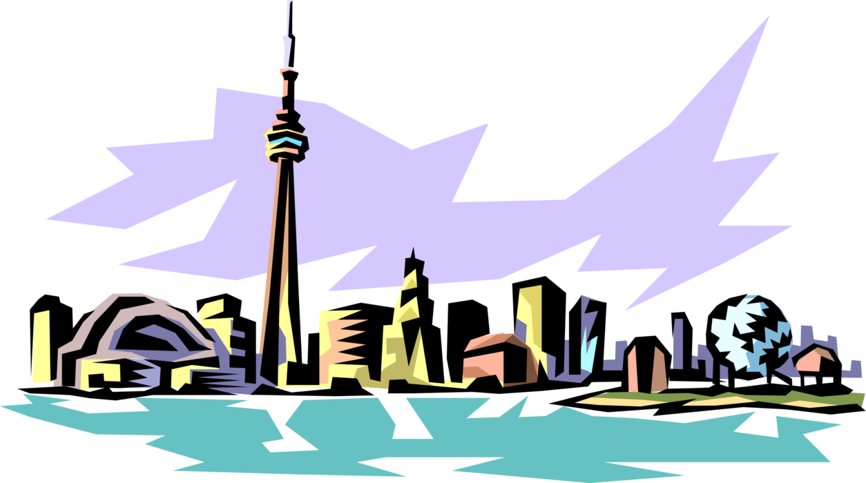 Vector Illustration of Toronto Skyline, Ontario, Canada 