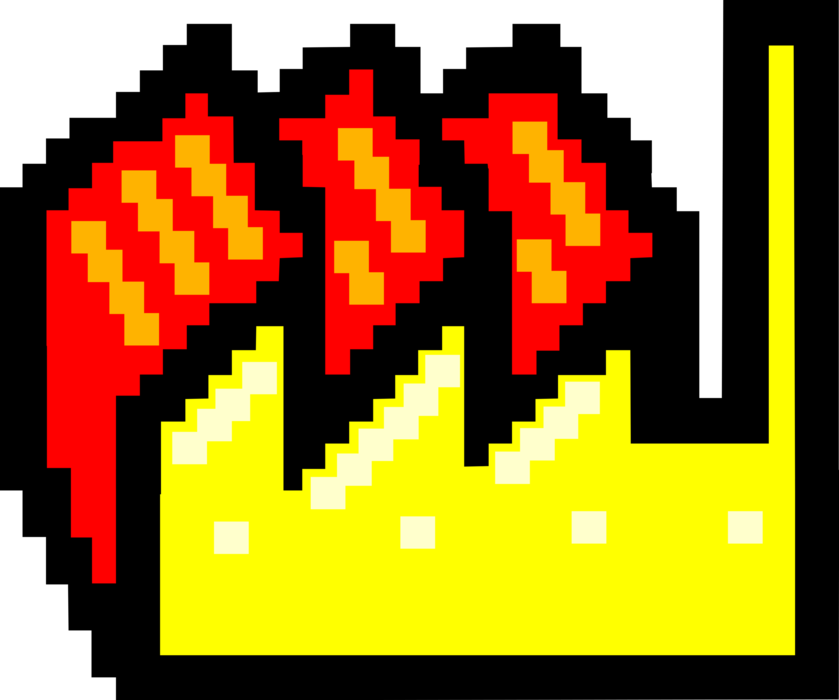 Vector Illustration of Pixelated Bitmap Factory Symbol