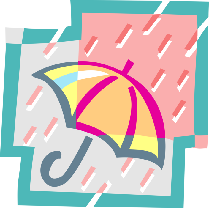 Vector Illustration of Umbrella or Parasol Provides Protection from Inclement Weather Rain or Bright Sunlight