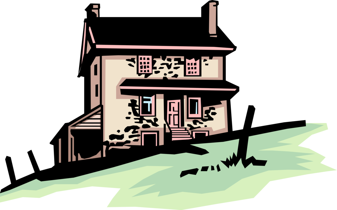 Vector Illustration of Farmhouse Residence Dwelling