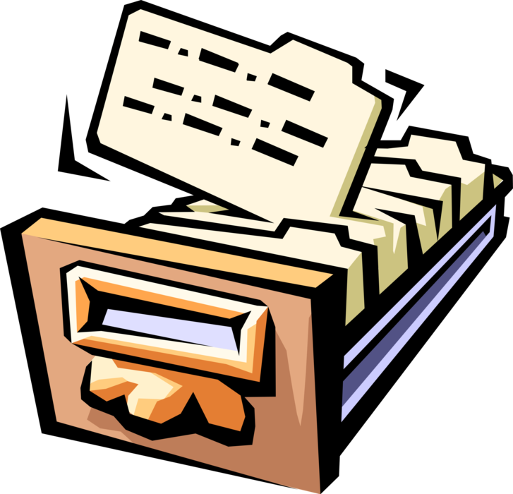 Vector Illustration of Library Book Card Index Filing Cabinet