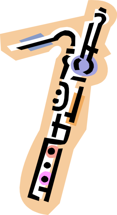 Vector Illustration of Bassoon Double Reed Woodwind Symphony Orchestra Musical Instrument