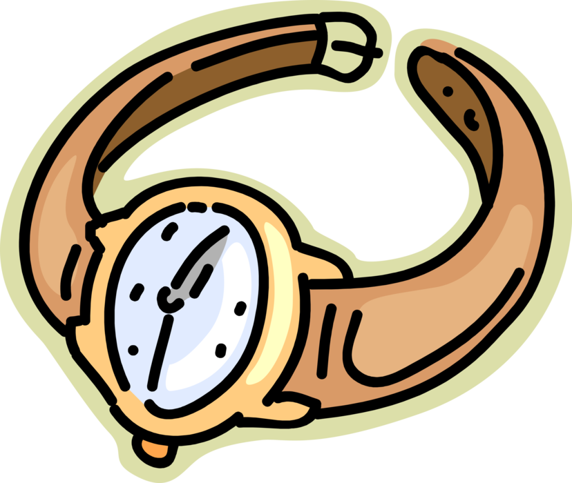 Vector Illustration of Wristwatch Timepiece Watch Keeps Time