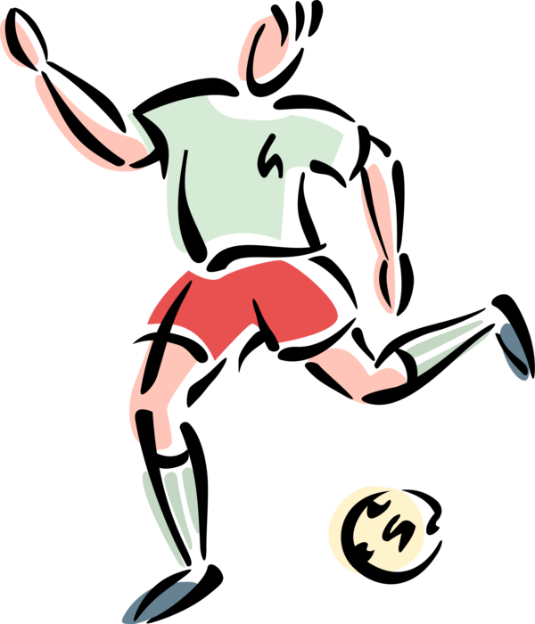 Vector Illustration of Sport of Soccer Football Player Kicking Ball