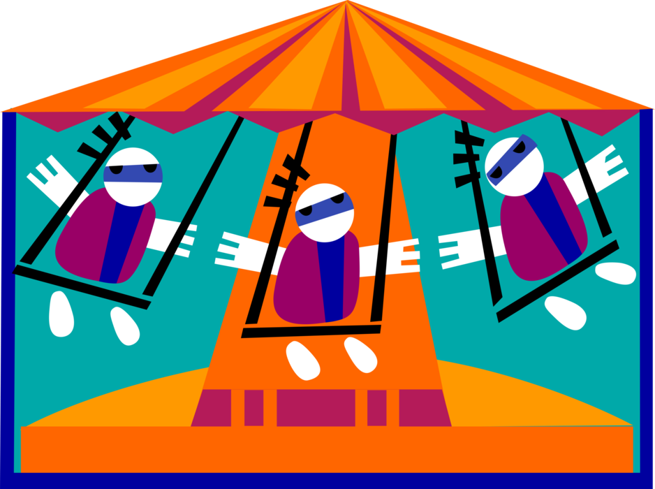 Vector Illustration of Amusement or Theme Park Swing Ride