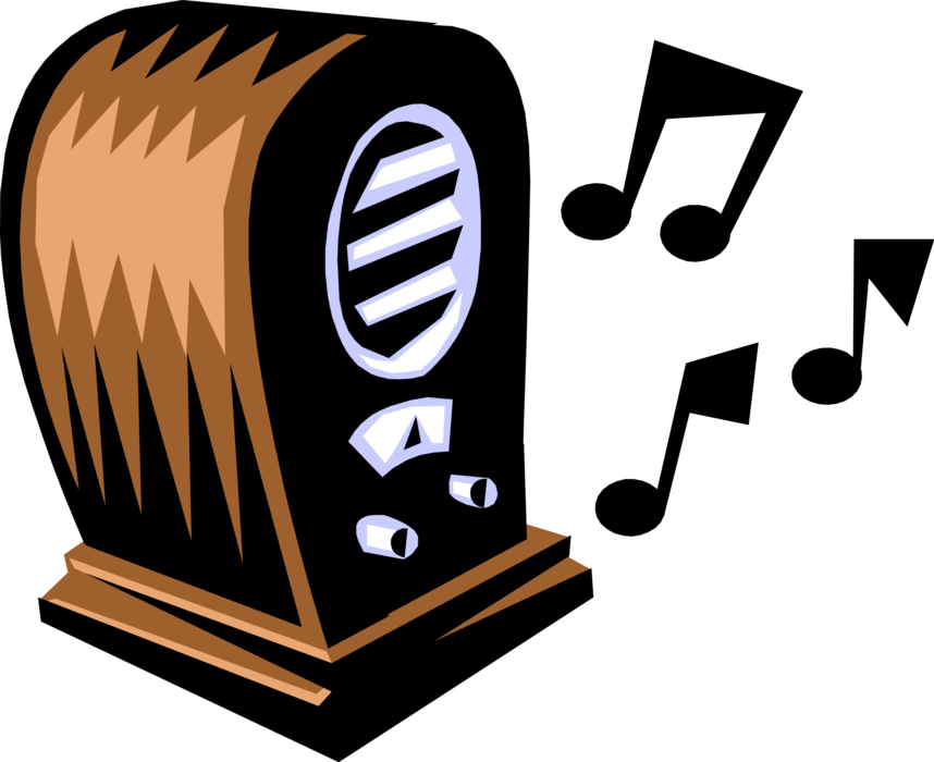 Vector Illustration of Vintage Radio for Receiving Broadcasts and Playing Music Over Airwaves