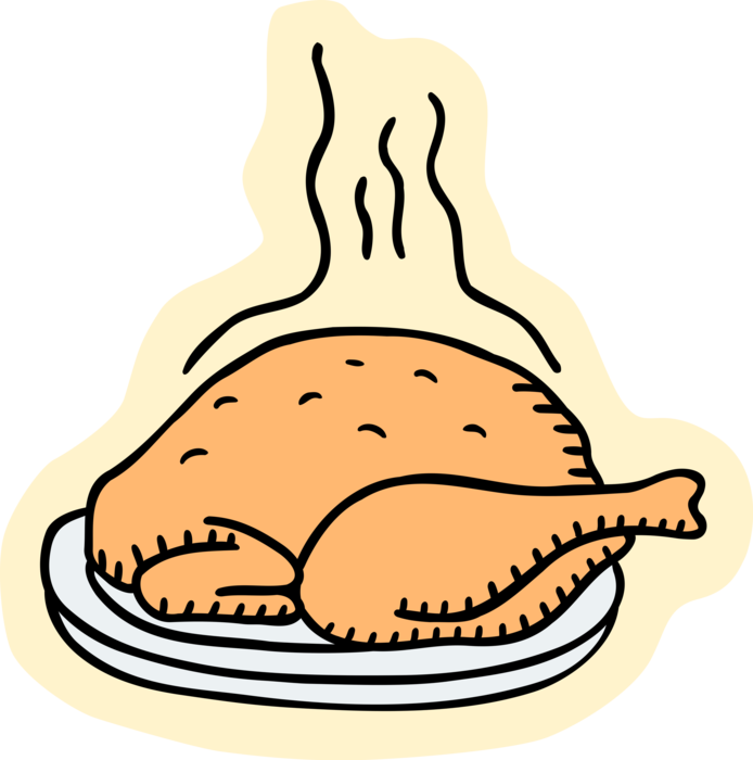 Vector Illustration of Roast Turkey or Poultry Chicken Dinner
