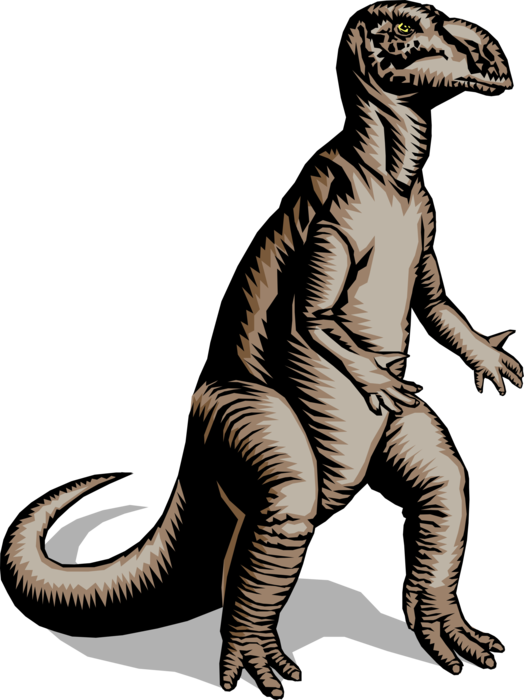 Vector Illustration of Strange Looking Dinosaur Hunts