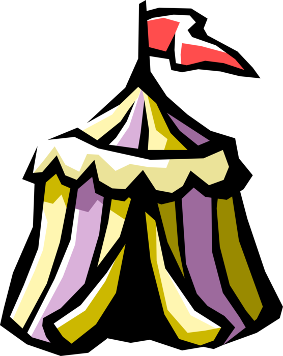 Vector Illustration of Carnival or Circus Tent Shelter Made of Fabric