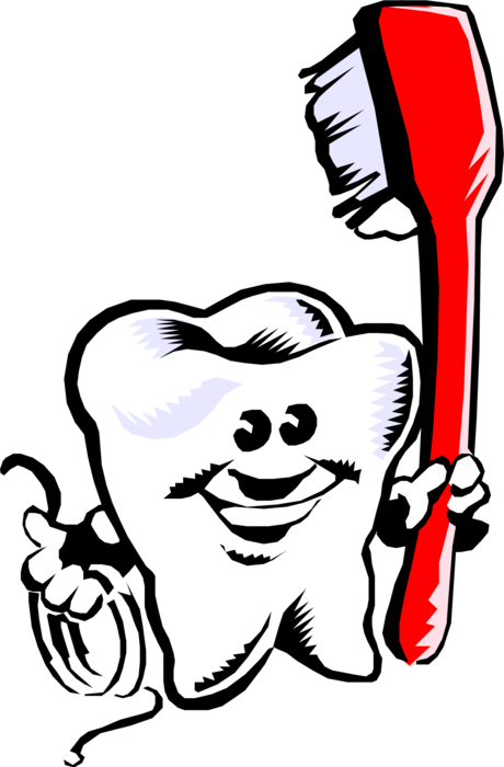 Vector Illustration of Dental Tooth with Toothbrush