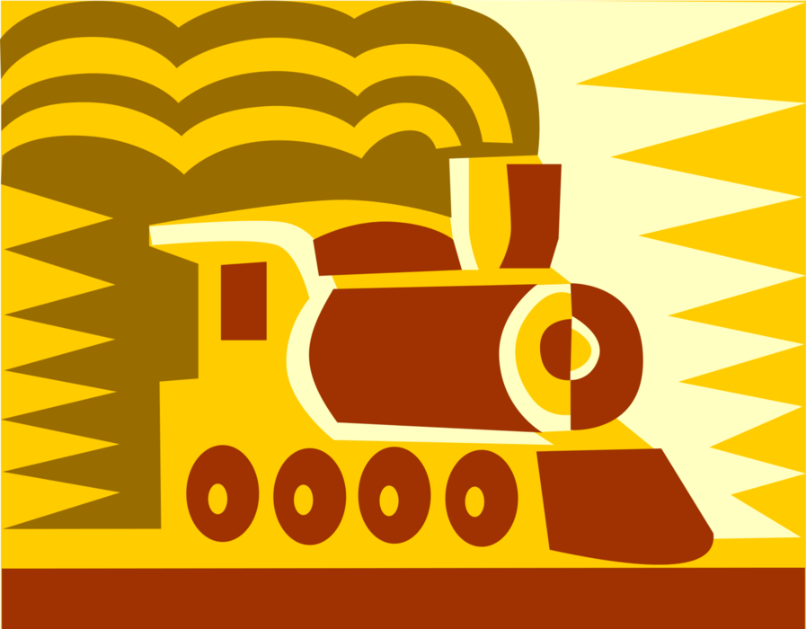 Vector Illustration of Steam Locomotive Engine Rail Transport Speeding Railway Train Design
