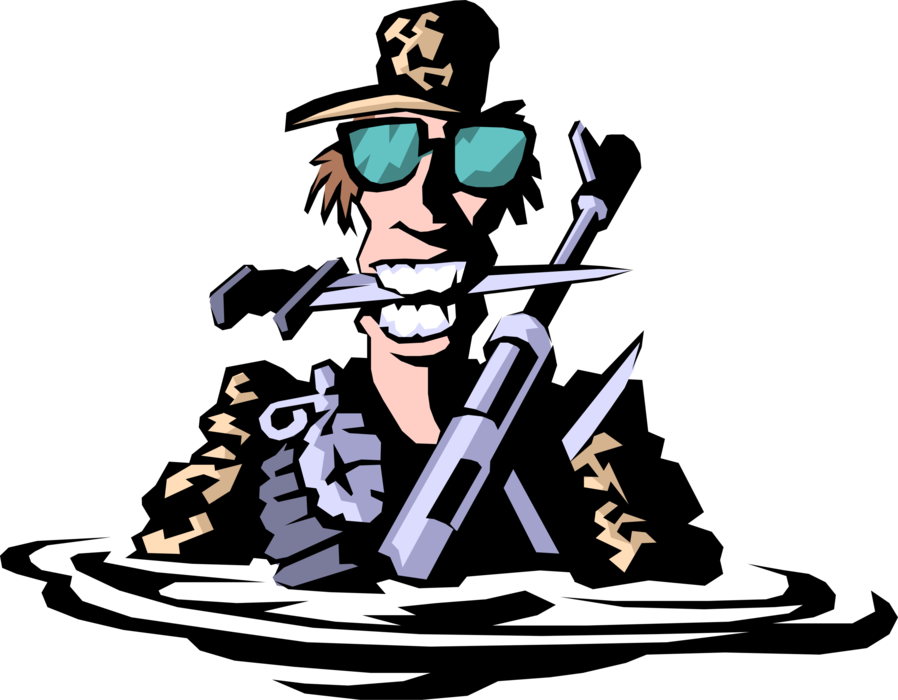 Vector Illustration of Experienced Navy Seal Armed to the Teeth