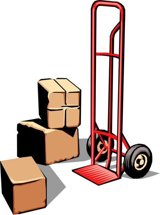Vector Illustration of Box-Moving Handcart Dolly or Hand Truck
