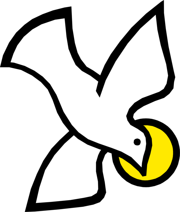 Vector Illustration of Christian Holy Trinity Spirit Dove Bird with Halo