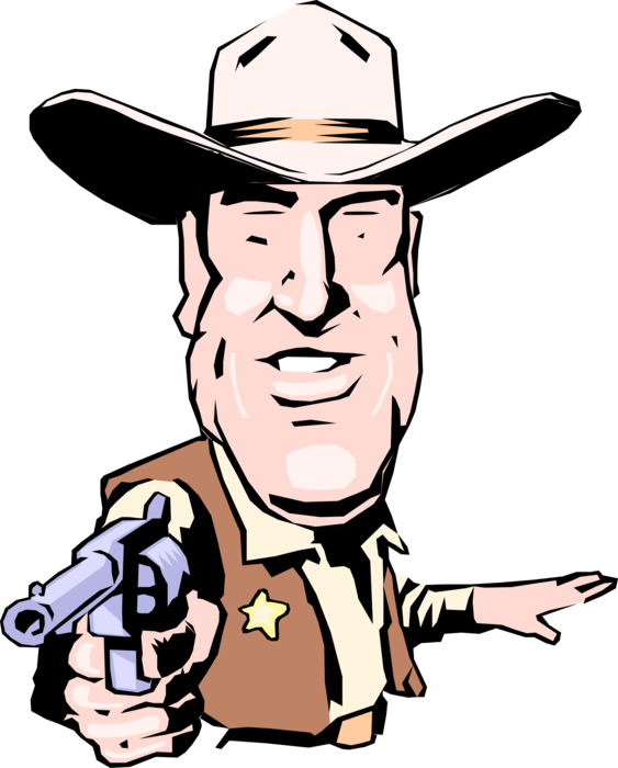 Vector Illustration of Old West Sheriff Matt Dillon Draws His Gun