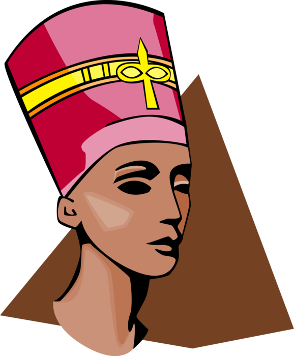 Vector Illustration of Ancient Egypt Nefertiti Bust the Great Royal Wife of Egyptian Pharaoh Akhenaten