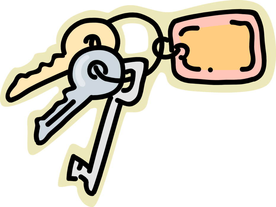 Vector Illustration of Security Keys on Keychain Fob