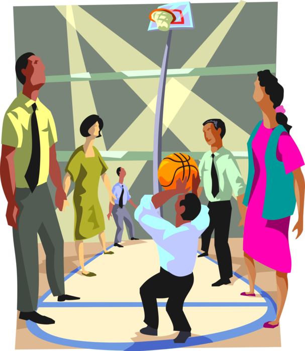 Vector Illustration of Businessman with Basketball Free Throw Foul Shot