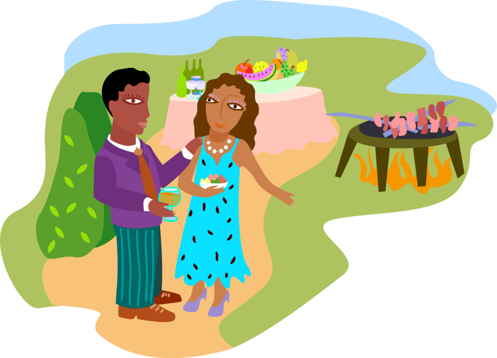 Vector Illustration of Outdoor Office Party Picnic