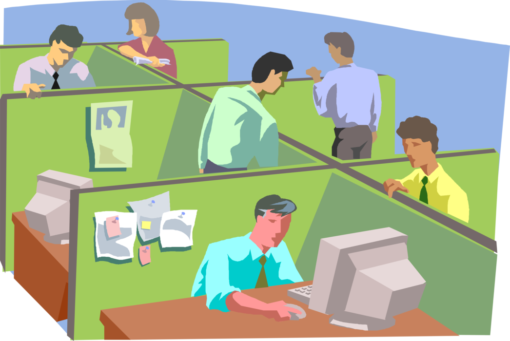 Vector Illustration of Office Workers Interacting