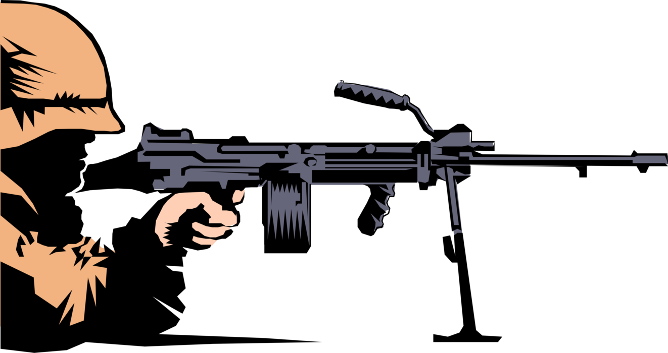 Vector Illustration of Armed Forces Military Combat Soldier Machine Gunner "Come At Me , Bro"