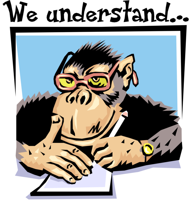 Vector Illustration of Chimpanzee Gorilla Monkey Boss Writes Customer Complaint Response