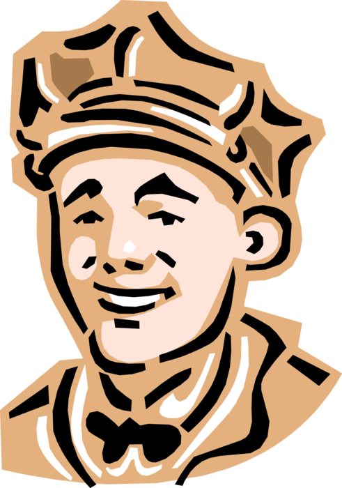 Vector Illustration of 1950's Vintage Style Gas Station Service Attendant with Friendly Smile