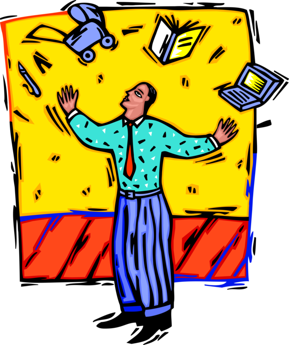 Vector Illustration of Businessman Juggling Life's Responsibilities