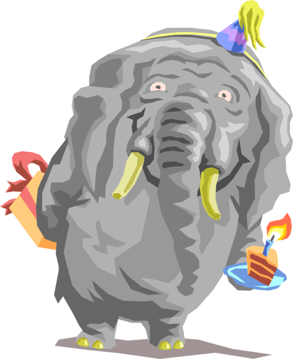Vector Illustration of Birthday African Elephant Doesn't Forget