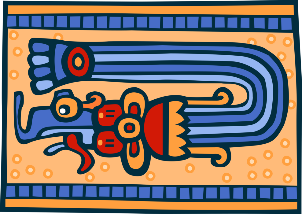 Vector Illustration of Mesoamerica Aztec Art Mythology Folk Art