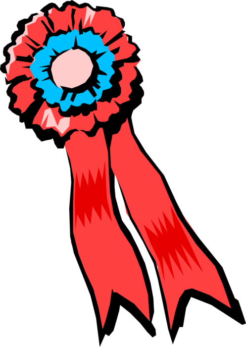 Vector Illustration of First Place Ribbon Award for Achievement in Athletic or Competitive Excellence 