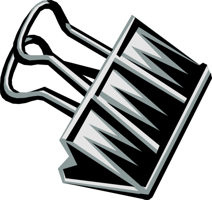 Vector Illustration of Strong Metal Bulldog Binder Clip Keeps Papers Securely Fastened