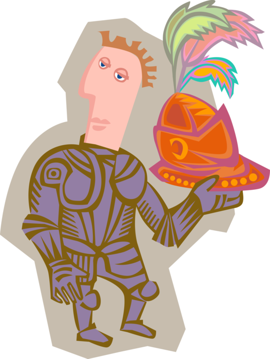 Vector Illustration of Medieval Knight in Armor with Helmet