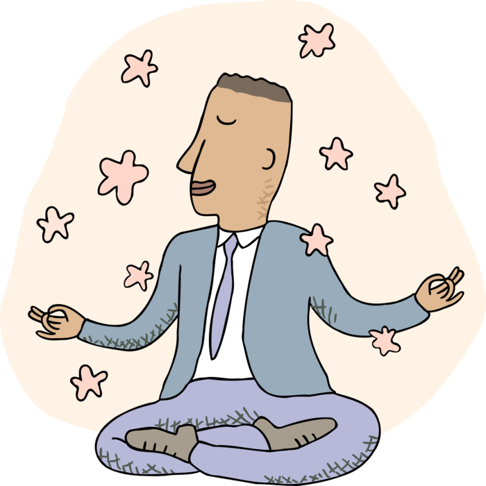 Vector Illustration of Businessman in State of Zen Meditating