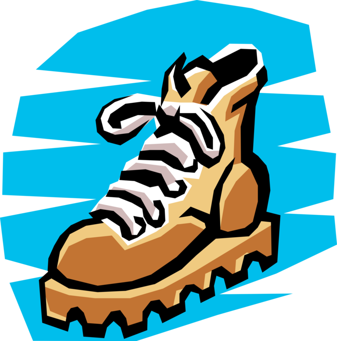 Vector Illustration of Outdoor Hiking or Walking Boot Footwear