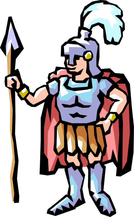 Vector Illustration of Roman Centurion Guard with Spear and Armor