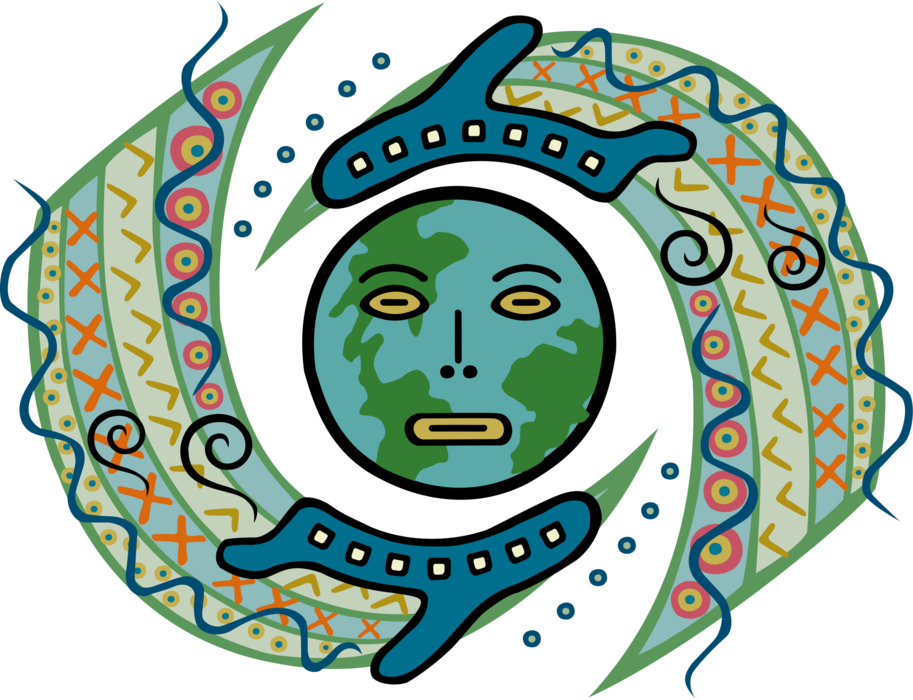 Vector Illustration of World Globe with International Travel Jet Airplanes Circumnavigating Gaia Mother Earth