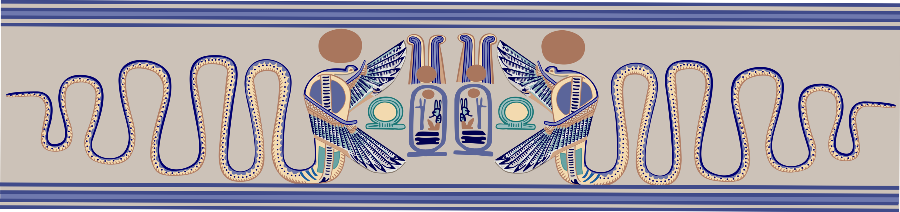 Vector Illustration of Ancient Egyptian Winged Symbol Border