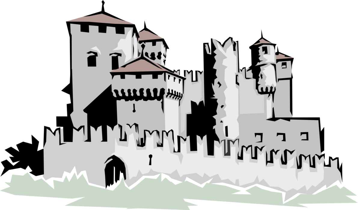 Vector Illustration of Medieval Castle Fortification