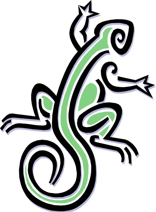 Vector Illustration of Green Lizard Crawling