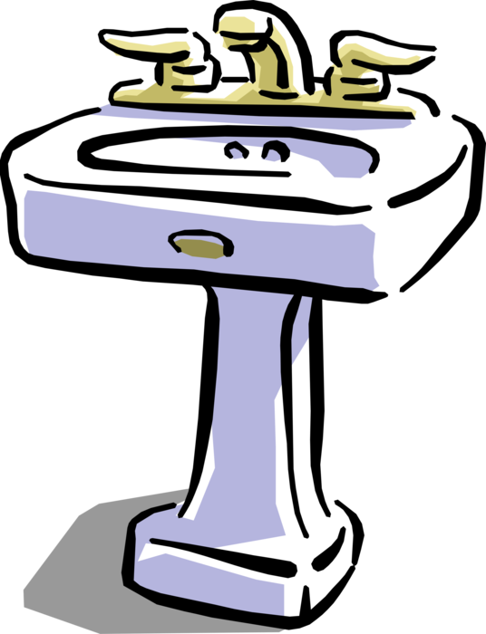 Vector Illustration of Household Bathroom Sink Faucet Spigot