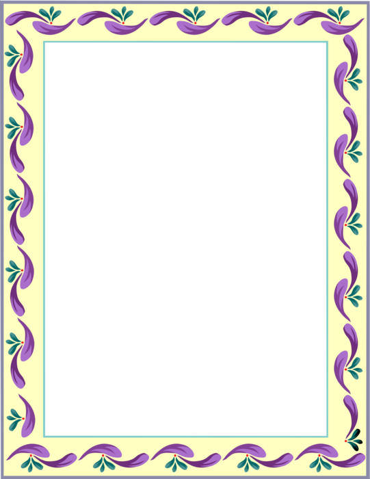 Vector Illustration of Purple and Green Leaves Border Frame