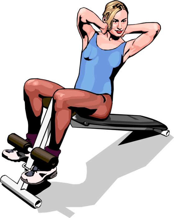 Vector Illustration of Exercise and Physical Fitness Workout Doing Sit-Ups