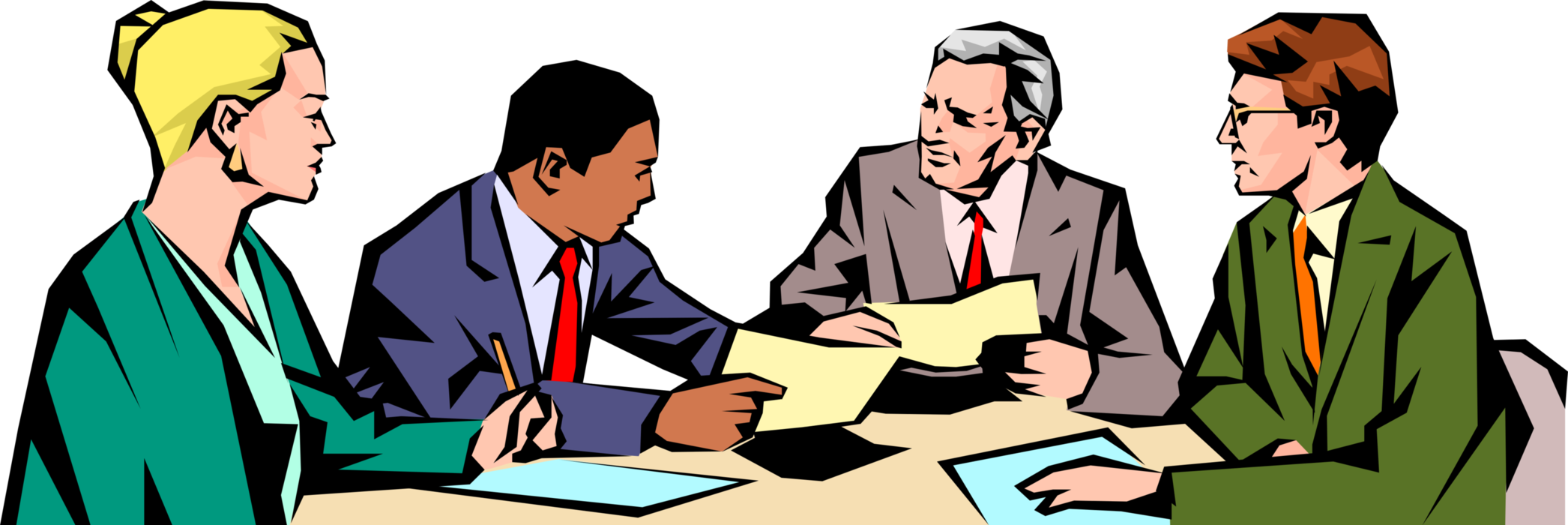 Vector Illustration of Boardroom Meeting and Discussion
